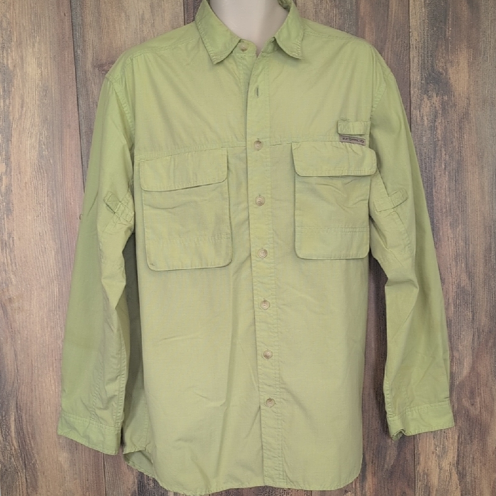 Exofficio Buzz Off Insect Shield Green Casual Button Down Wasabi Shirt L    M317